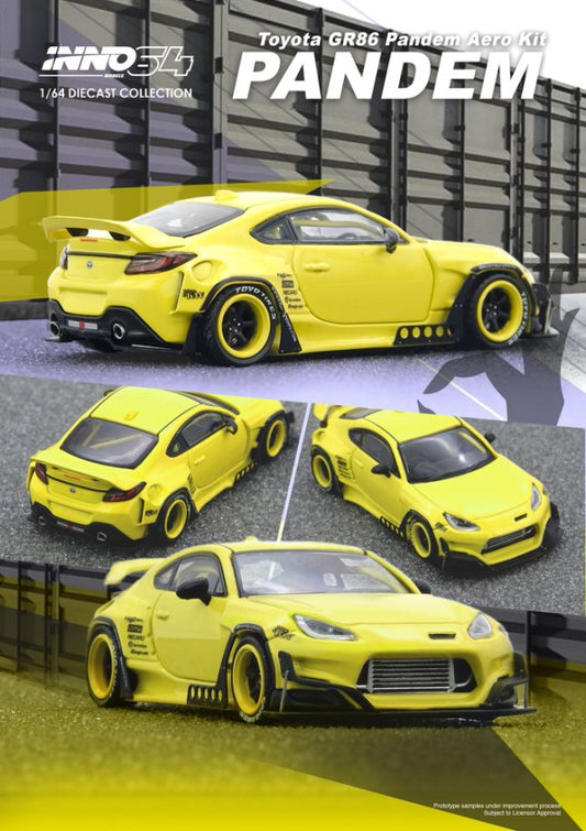1/64 TOYOTA GR86 "PANDEM" Yellow  - Inno64 - IN64-GR86P-YELLOW