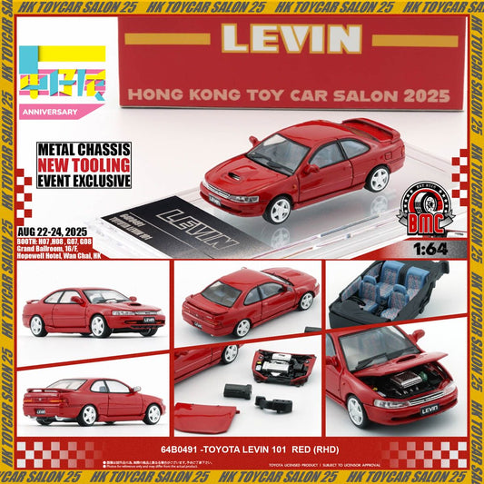 1/64 Toyota Levin 101 -RED (RHD) (Turbo Bonnet + Engine) + NA Engine Cover , SIDESKIRT -HKTCS25- BM Creations - 64B0491
