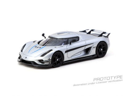 1/64 - Koenigsegg Regera  Silver Metallic / Blue Accents - TARMAC - T64G-TL017-SL