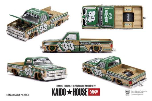 1/64 1980 Chevrolet Silverado Kaido Intimidator V2, green/gold - Kaido House - MGTKHMG267
