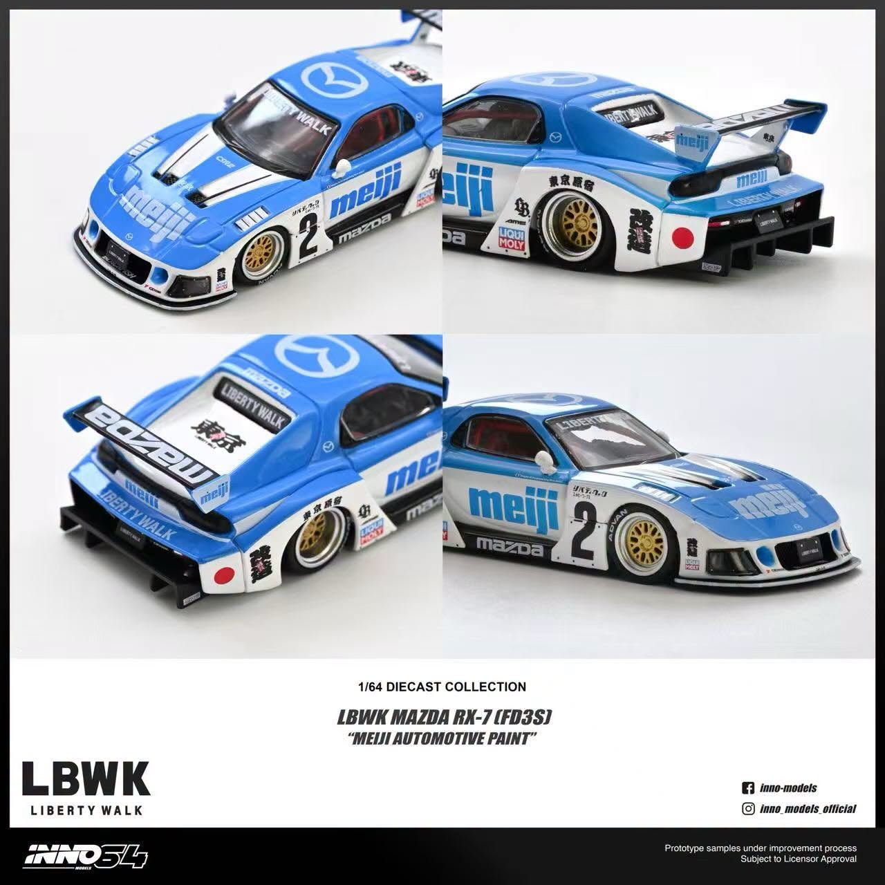 1/64 Mazda RX7 (FD3S) LB-Super Silhouette *Meiji* - Inno64 - in64-LBWKRX7-10