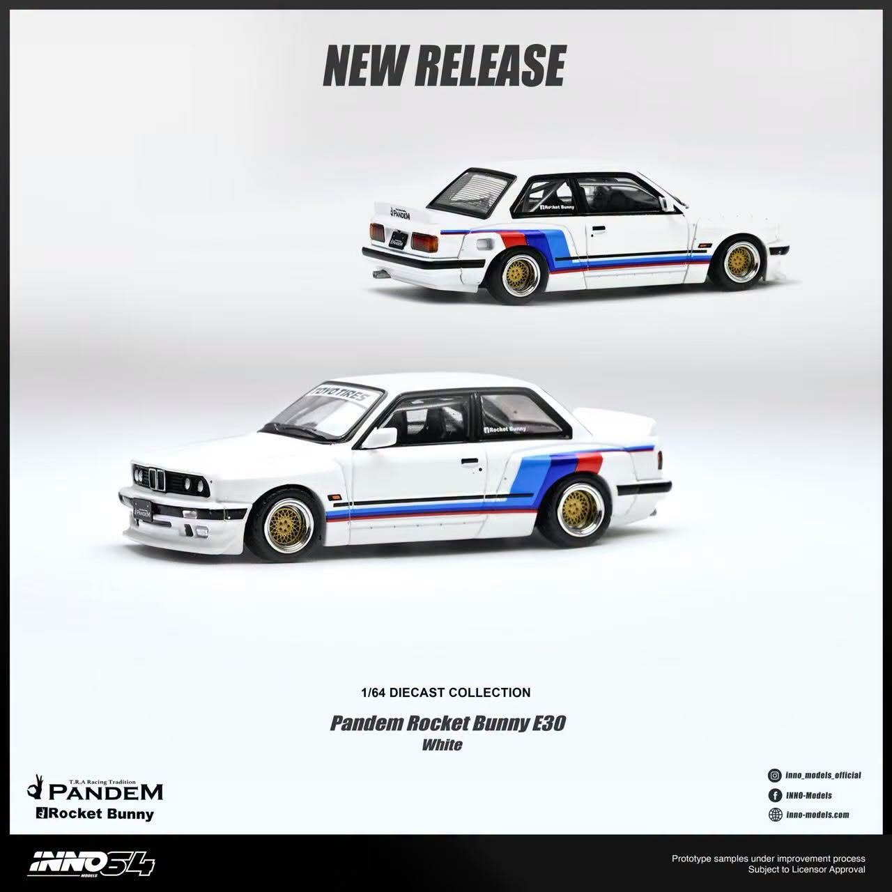 1/64 Pandem Rocket Bunny BMW E30, white  - Inno64 - in64-E30P-WHI