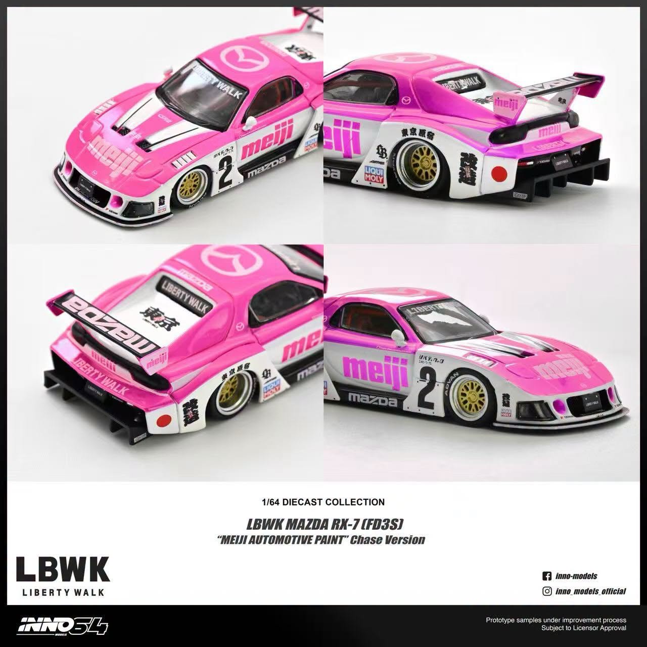 1/64 Mazda RX7 (FD3S) LB-Super Silhouette *Meiji* - Inno64 - in64-LBWKRX7-10