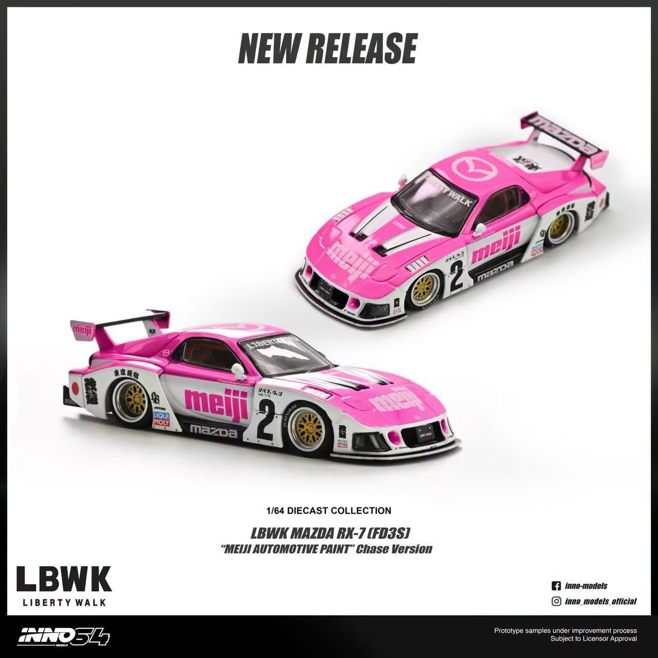 1/64 Mazda RX7 (FD3S) LB-Super Silhouette *Meiji* - Inno64 - in64-LBWKRX7-10
