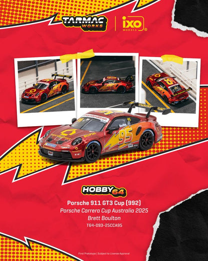 1/64 Porsche 911 GT3 Cup (992) Porsche Carrera Cup Australia 2025 Brett Boulton - Tarmac Works - T64-093-25CCA95  ** Pre Order**