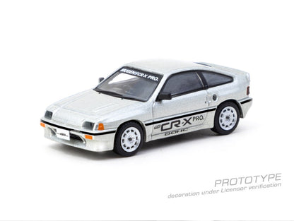 1:64 HONDA BALLADE SPORTS MUGEN CR-X PRO SILVER - includes 1 pack of Tarmac Cards with 2 collectible trading cards inside - T64G-075-YE