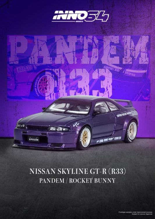 1/64 NISSAN SKYLINE GT-R (R33) "PANDEM ROCKET BUNNY" Purple - Inno64 - IN64-R33P-PPL