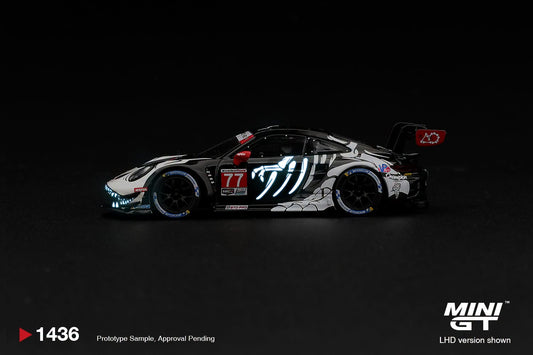 1/64 Porsche 911 GT3 R (992) #77 AO Racing "Skeleton Rexy" 2026 IMSA Petit Le Mans - Mini GT - MGT01436 ***Pre Order***