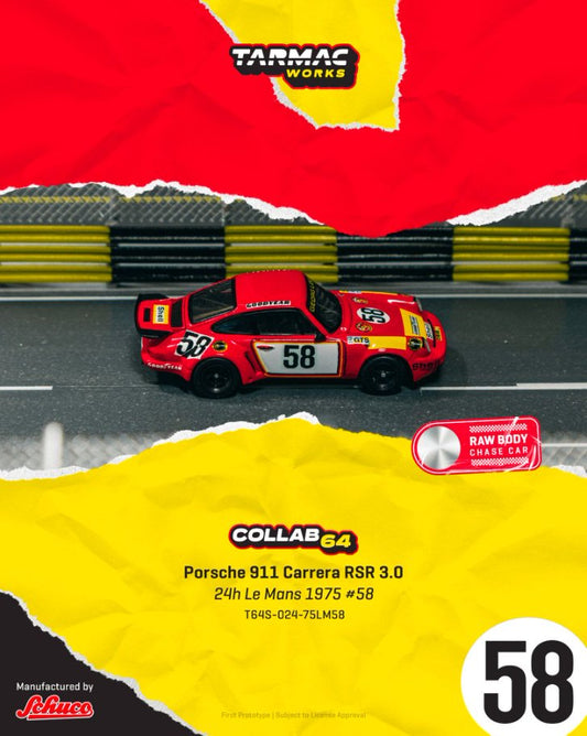 1/64 - Porsche 911 Carrera RSR 3.0 24h Le Mans 1975 #58  - TARMAC/SCHUCO - T64S-024-75LM58