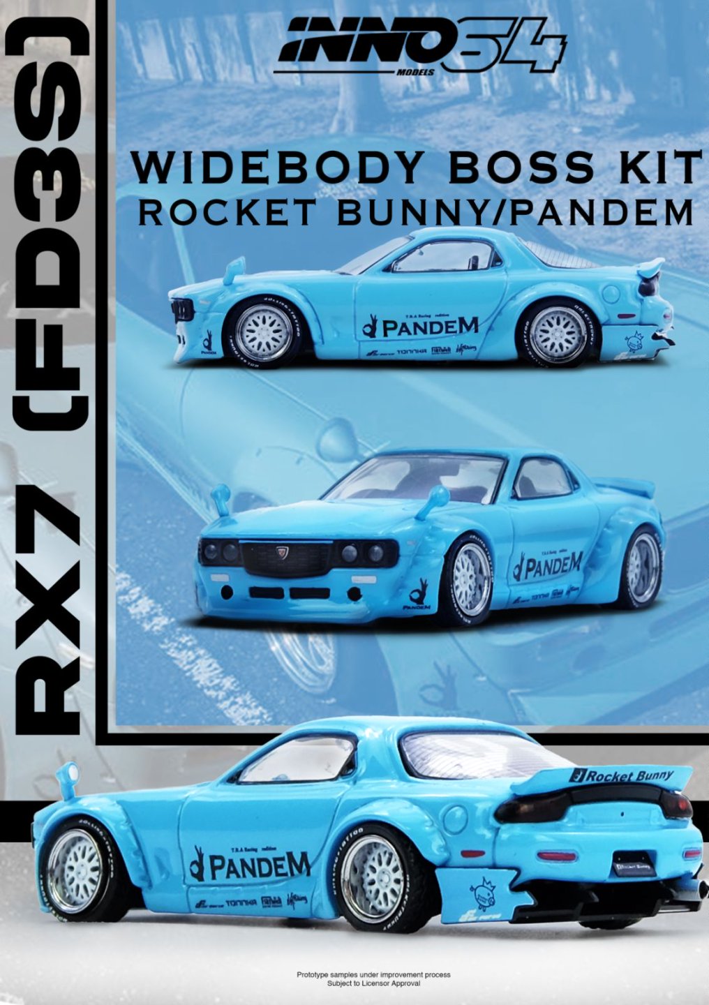 1/64 PANDEM ROCKET BUNNY RX7 (FD3S) Tiffany Blue - Inno64 - IN64-RX7FDP-TIFBLU