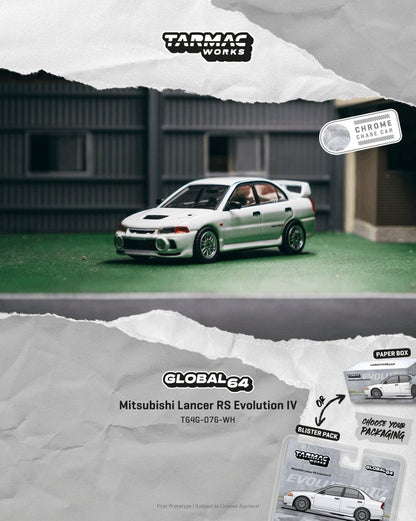 1/64 Mitsubishi Lancer RS Evolution IV White - Tarmac Models - T64G-076-WH  ***Pre Order***