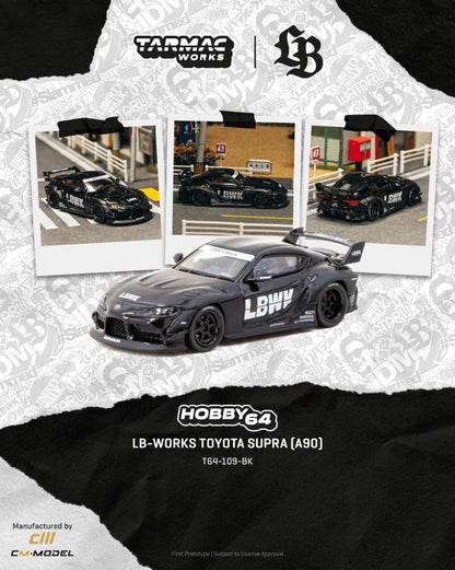 1/64 LB-WORKS TOYOTA SUPRA (A90) Black - Tarmac Works - T64-109-BK ** Pre Order**