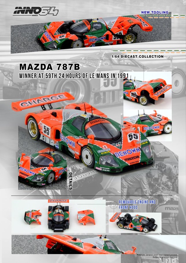 1/64 MAZDA 787B Winner 24 Hours Le Mans 1991- Inno64 - IN64-787B-LM91W