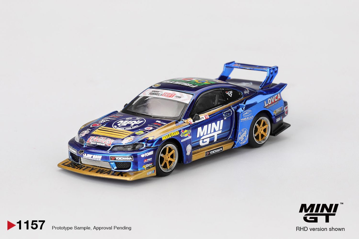 1/64 NISSAN LB-SUPER SILHOUETTE S15 SILVIA NO.555 TEAM MINI GT LIBERTY WALK 2025 FORMULA DRIFT (RHD)   - MiniGT -  MGT01157