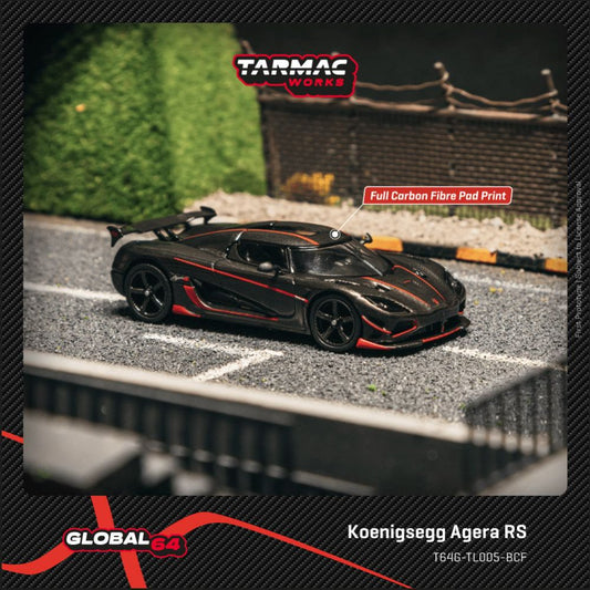 1/64 - Koenigsegg Agera RS  Black Carbon Fiber / Red Accents - TARMAC - T64G-TL005-BCF