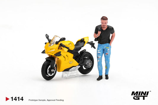 1/64 DUCATI PANIGALE V4 S GIALLO WITH FIGURE - Mini GT - MGT01414  ***Pre Order***