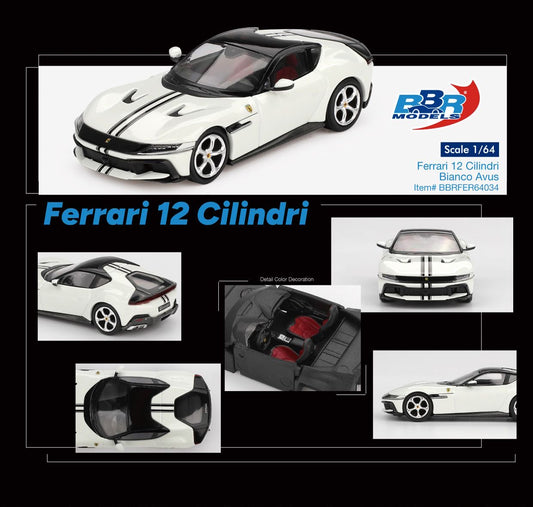 1:64 FERRARI 12 CILINDRI BIANCO AVUS - BBR Models - BBRFER64034