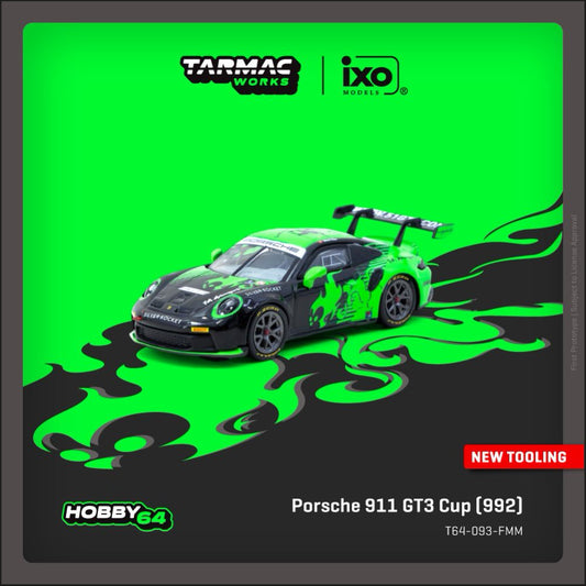 1/64 Porsche 911 GT3 Cup (992) Fire Monkey Motorsport - Tarmac Models - T64-093-FMM