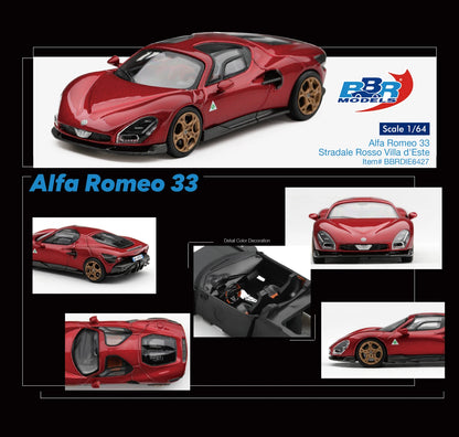 1/64 Alfa Romeo 33 Stradale Rosso Villa d'Este - BBR Models - BBRFER64027 *** Pre Order ***