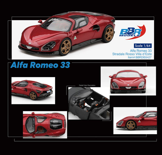 1/64 Alfa Romeo 33 Stradale Rosso Villa d'Este - BBR Models - BBRFER64027 *** Pre Order ***