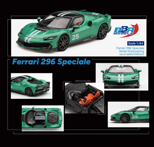1/64 Ferrari 296 Speciale Verde Nürburgring - BBR Models - BBRFER64045 *** Pre Order ***