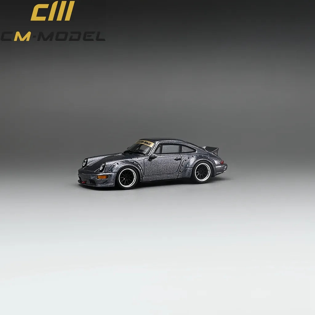 1/64 - PORSCHE - 911 964 RWB RAUH-WELT COUPE WITH RACING SET WHEELS AND WING 1987 - GREY - CM Models