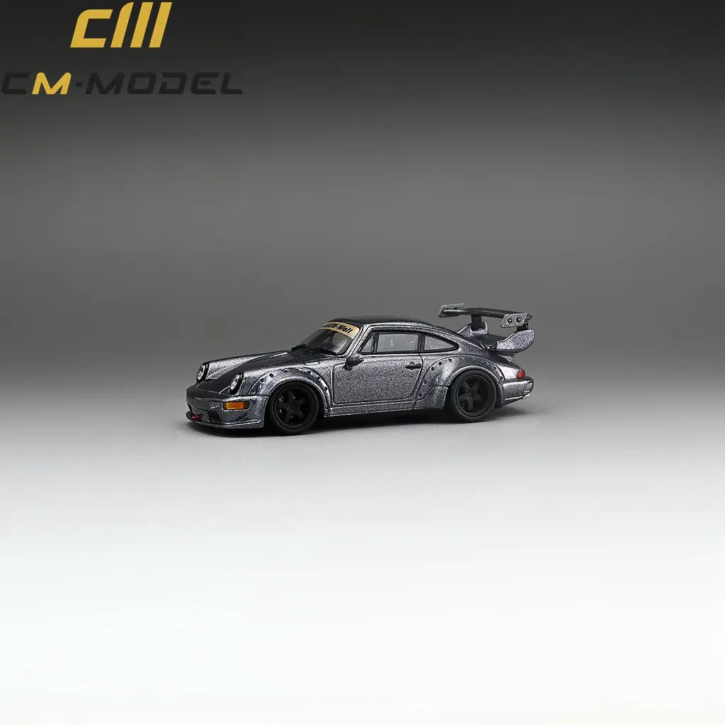 1/64 - PORSCHE - 911 964 RWB RAUH-WELT COUPE WITH RACING SET WHEELS AND WING 1987 - GREY - CM Models