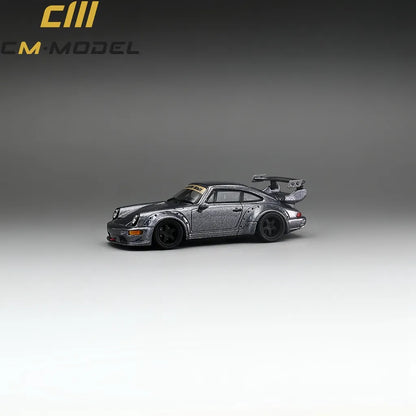 1/64 - PORSCHE - 911 964 RWB RAUH-WELT COUPE WITH RACING SET WHEELS AND WING 1987 - GREY - CM Models