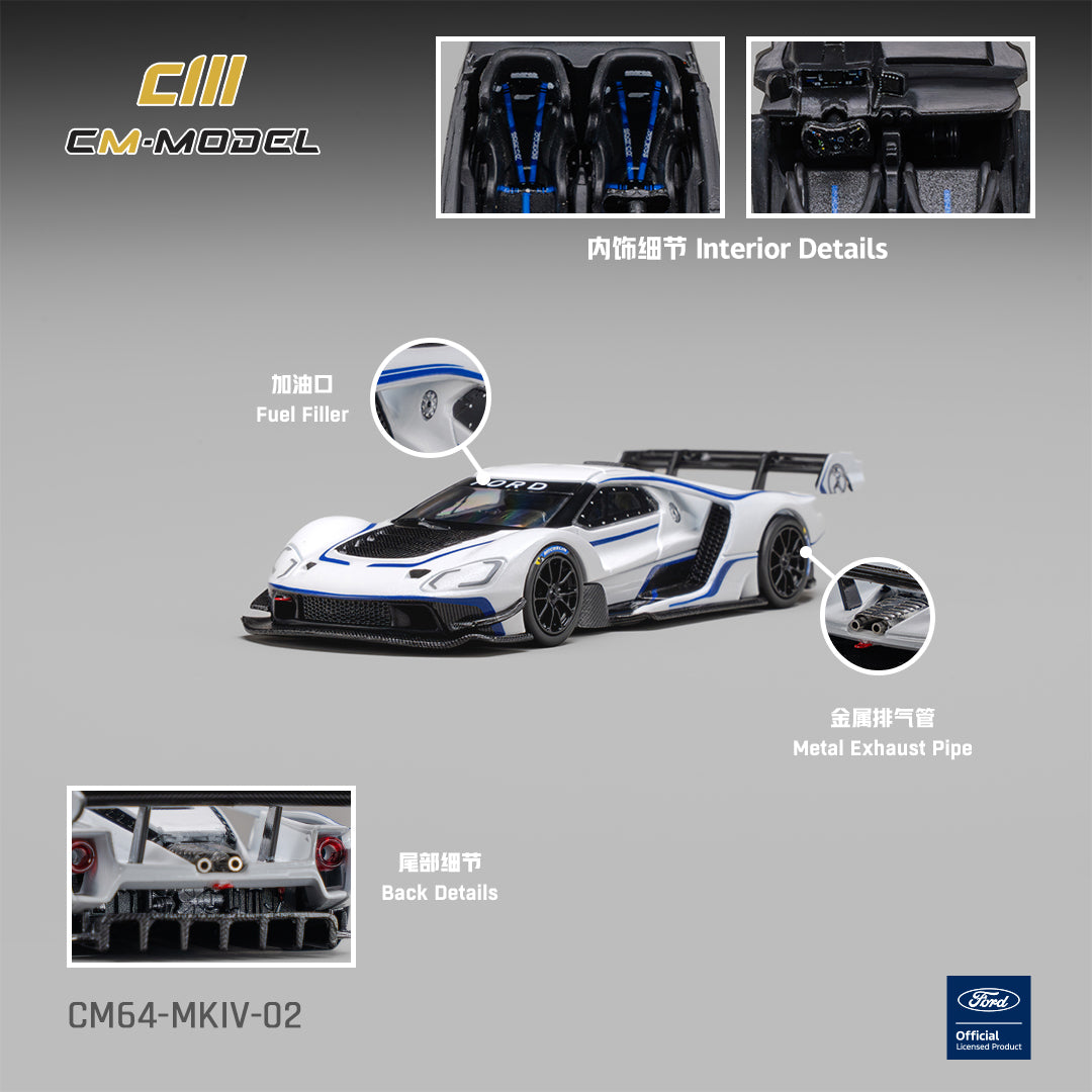 1/64 Ford GT Mk IV Frozen White & Sonic Blue Pearl J-1 - CM Models - CM64-MKIV-02