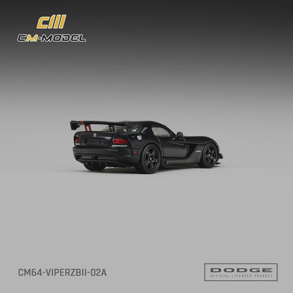 1/64 Dodge Viper ACR(ZBII) Viper Black with Viper Red Racing Stripes  - CM Models - CM64-ViperZBII-02A