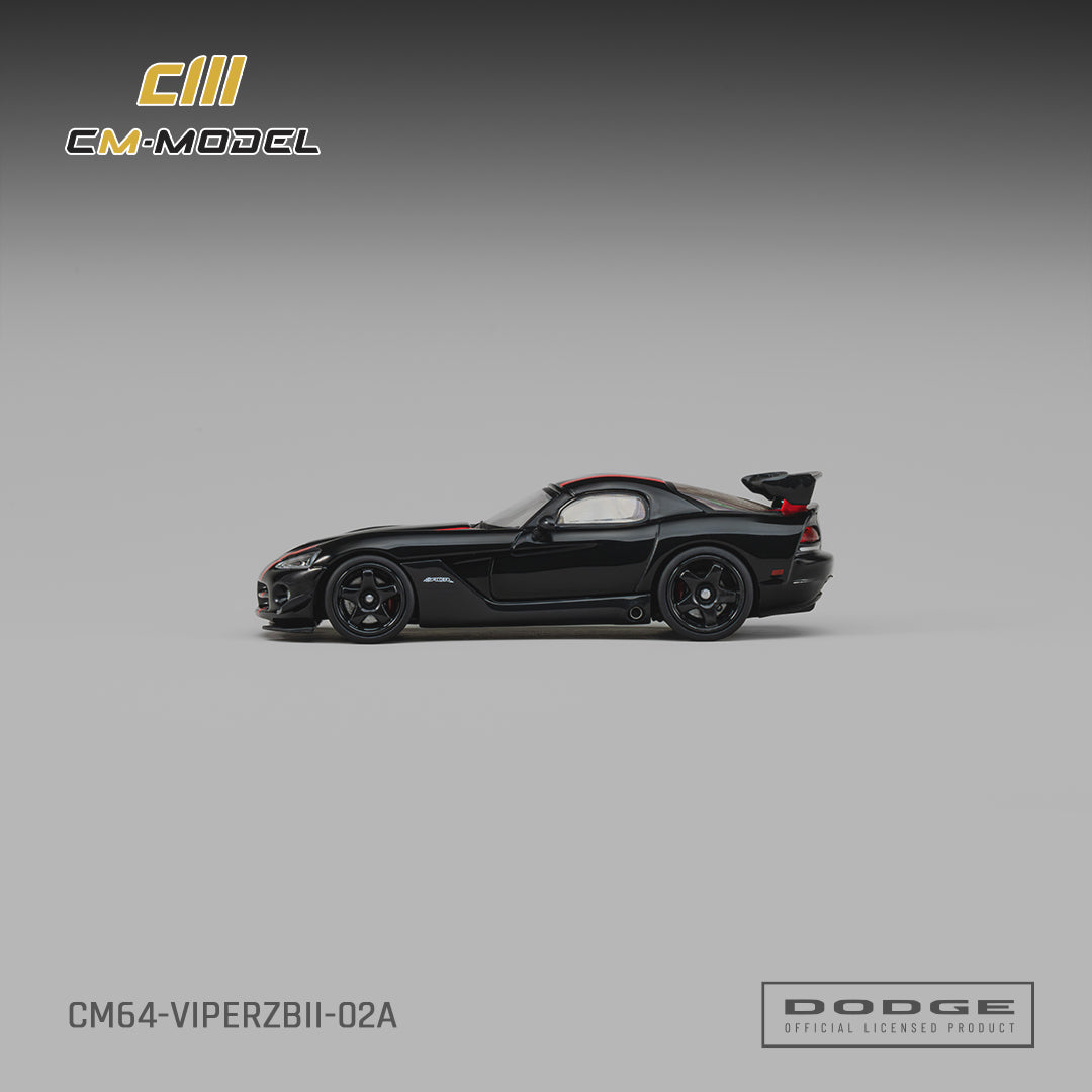 1/64 Dodge Viper ACR(ZBII) Viper Black with Viper Red Racing Stripes  - CM Models - CM64-ViperZBII-02A