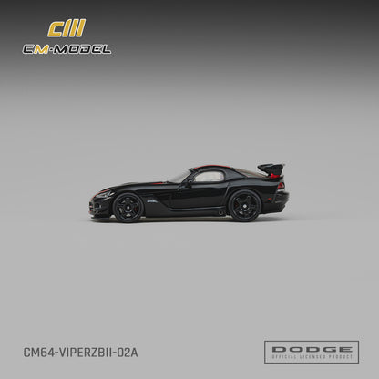 1/64 Dodge Viper ACR(ZBII) Viper Black with Viper Red Racing Stripes  - CM Models - CM64-ViperZBII-02A