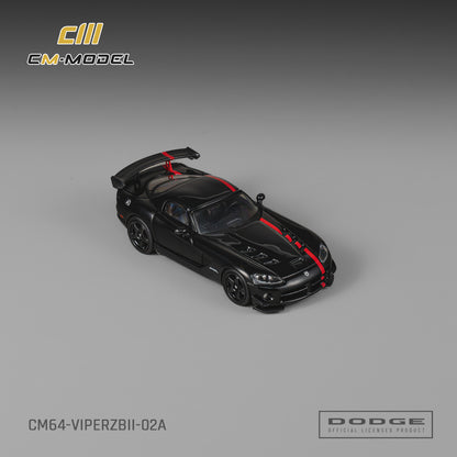 1/64 Dodge Viper ACR(ZBII) Viper Black with Viper Red Racing Stripes  - CM Models - CM64-ViperZBII-02A
