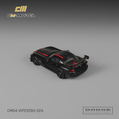 1/64 Dodge Viper ACR(ZBII) Viper Black with Viper Red Racing Stripes  - CM Models - CM64-ViperZBII-02A