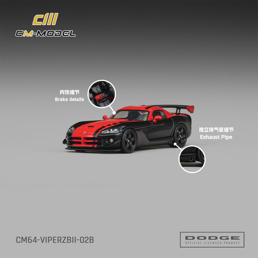 1/64 Dodge Viper ACR(ZBII) Viper Black with Red  - CM Models - CM64-ViperZBII-02B