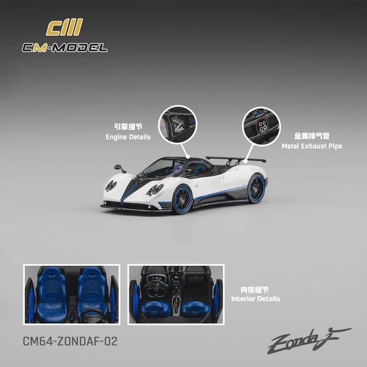 1/64 Pagani ZondaF Pearl White Blue line - CM Models - CM64-ZondaF-02