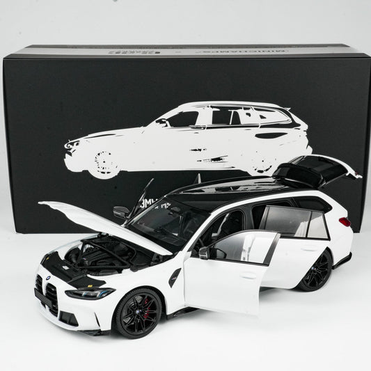 1/18 - M3 TOURING - 2024 - ALPINE WHITE W BLACK WHEELS AND BLACK INTERIOR BUCKET SEATS - 113024018 - Minichamps