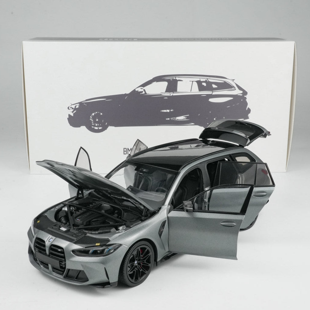 1/18 - M3 TOURING - 2024 - BMW M3 TOURING - 2024 - MATT SILVER W BLACK WHEELS AND BLACK INTERIOR BUCKET SEATS - 113024022 - Minichamps