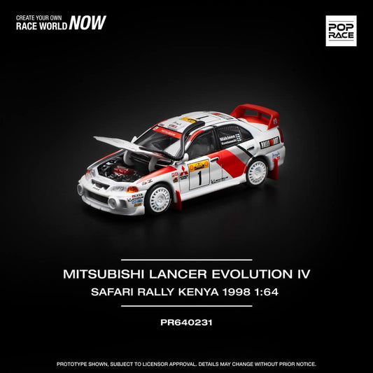 1/64 Mitsubishi Lancer Evolution IV, #1 Safari Rally Kenya 1998, white/red - Poprace - PR640231