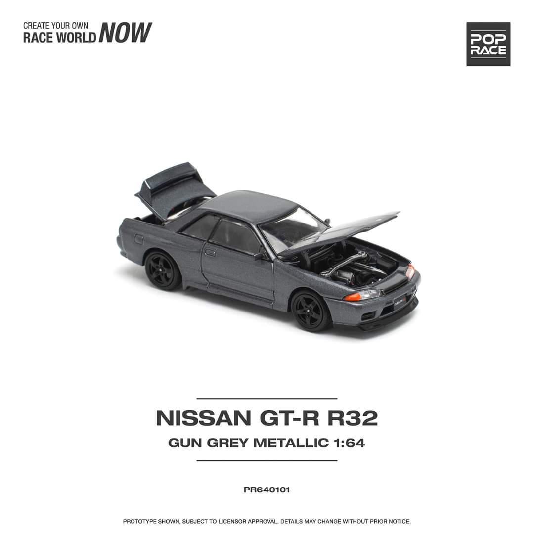 1/64 Nissan GT-R R32 Gun Grey Metallic - Poprace PR640101