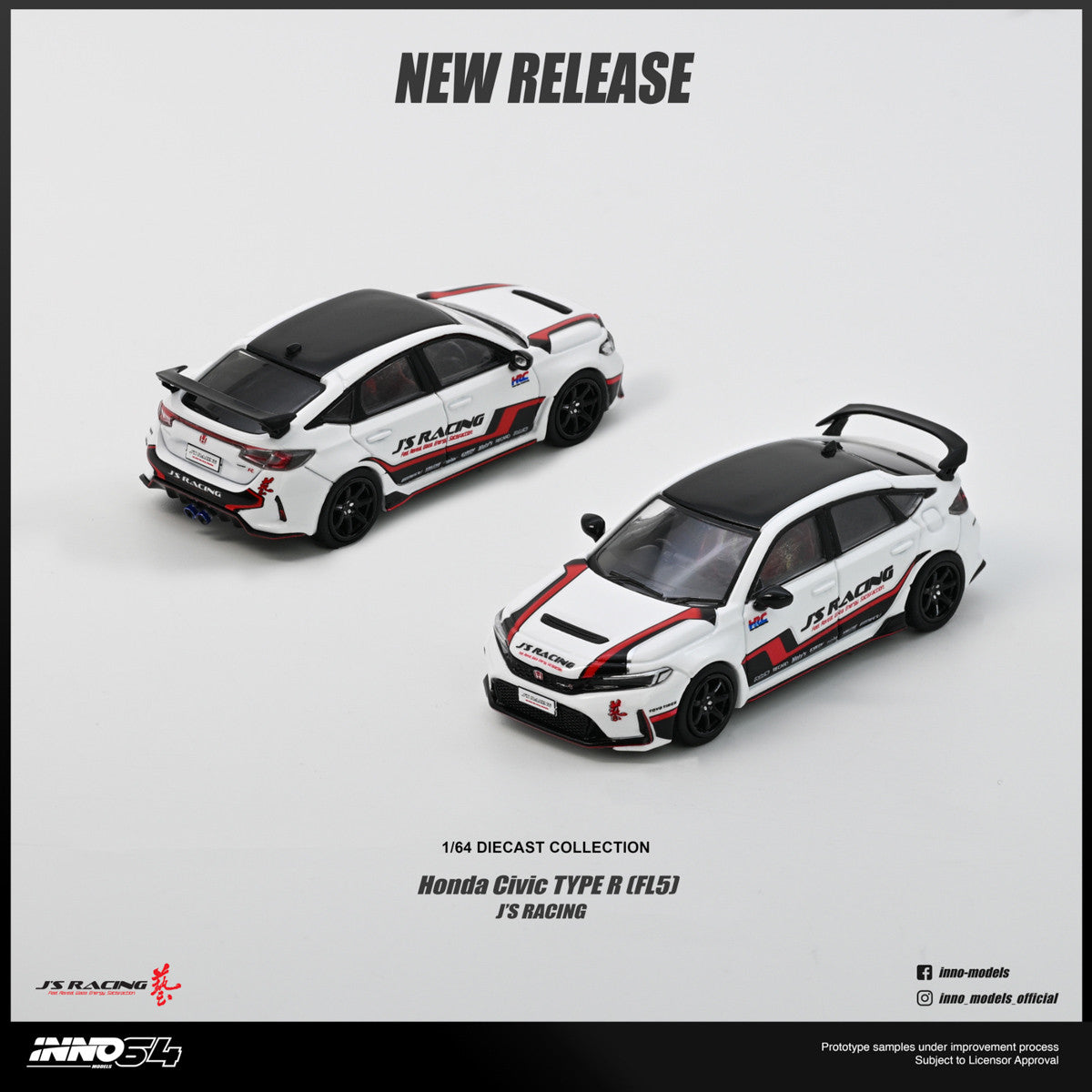 1/64 HONDA CIVIC (FL5) J'S RACING - Inno64 - IN64-FL5JS-WHI