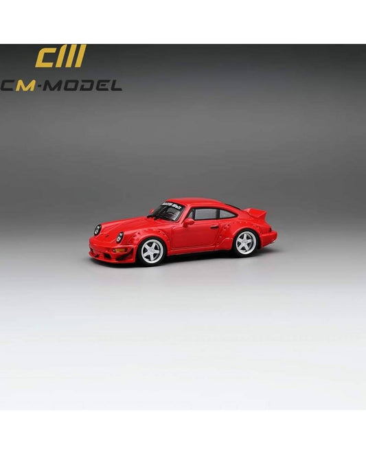 1/64 - PORSCHE - 911 964 RWB RAUH-WELT COUPE WITH RACING SET WHEELS AND WING 1987 - RED- CM Models