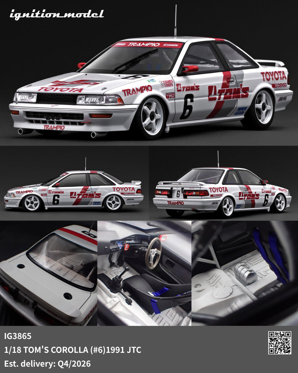 1/18 TOM'S COROLLA (#6)1991 JTC  - Ignition Models - IG3865