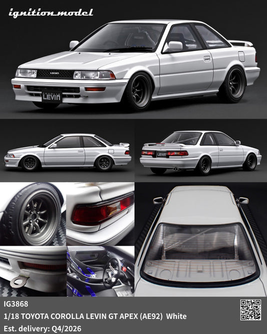 1/18 TOYOTA COROLLA LEVIN GT APEX (AE92) White / Black  - Ignition Models - IG3868/IG3869
