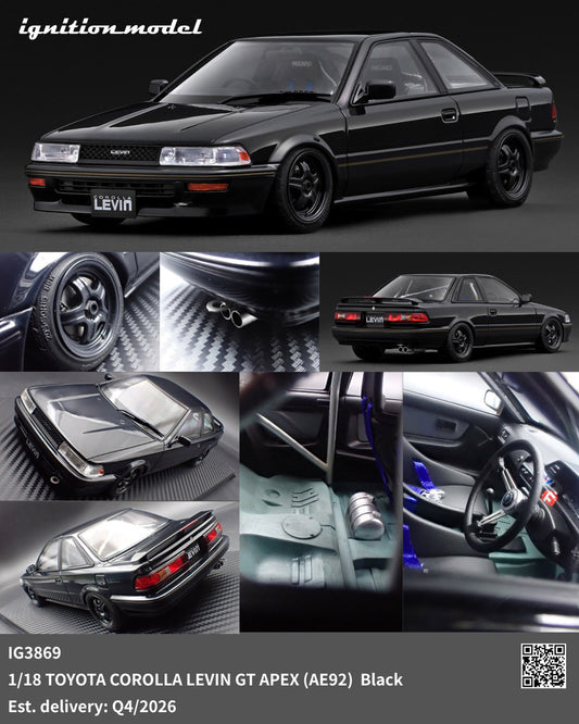1/18 TOYOTA COROLLA LEVIN GT APEX (AE92) White / Black  - Ignition Models - IG3868/IG3869