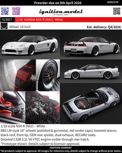 1/18 HONDA NSX-R (NA2) White  - Ignition Models - IG3907
