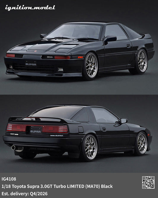1/18 Toyota Supra 3.0GT Turbo LIMITED (MA70) Black  - Ignition Models - IG4108