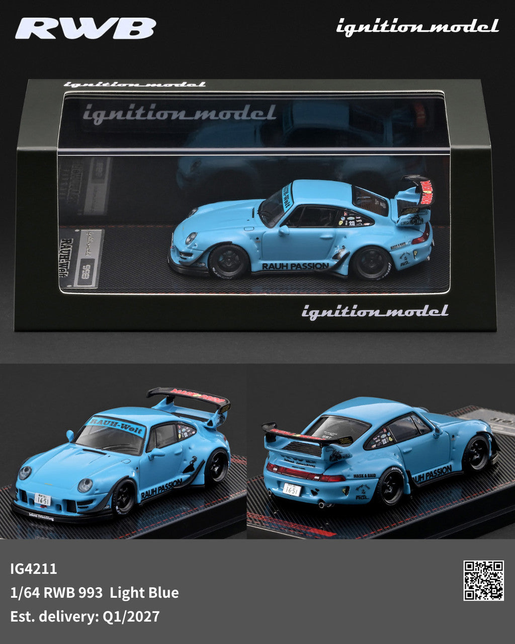 1/64 RWB 993 Light Blue - Ignition Models - IG4211