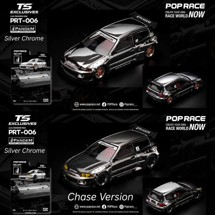 1/64 Pandem EG6 *Tokyo Station Exclusives*, silver chrome - Pop Race - PRT006
