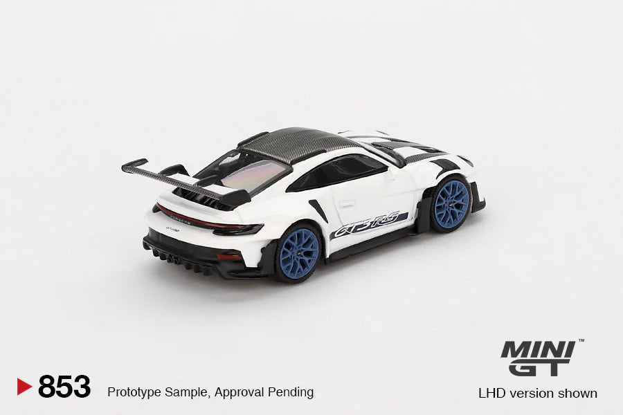 1/64 PORSCHE 911 (992) GT3 RS WEISSACH PACKAGE WHITE WITH INDIGO BLUE (RHD) - MGT00853-R